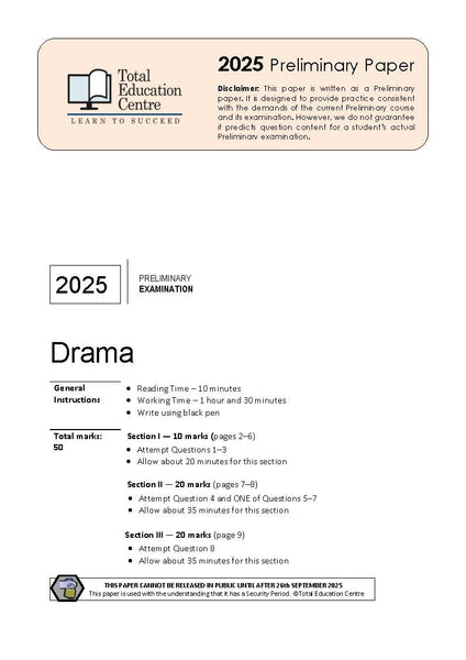 2025 Preliminary (Yr 11) Drama