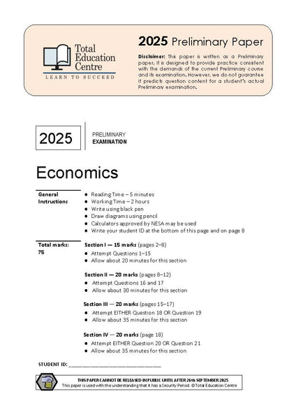 2025 Preliminary (Yr 11) Economics