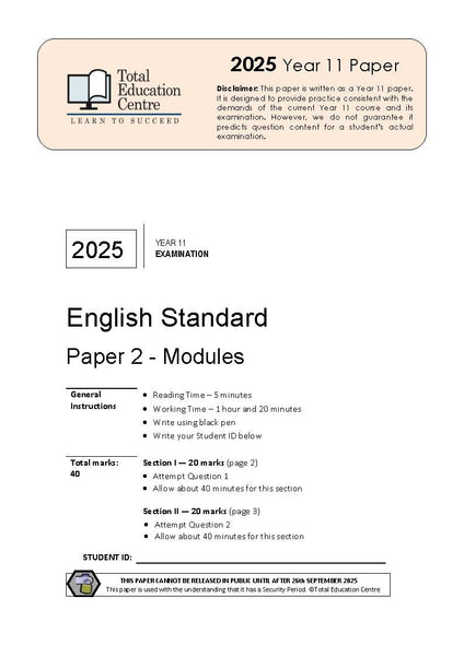 2025 English Standard Year 11 - Paper 2 Modules