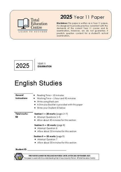 2025 English Studies Year 11