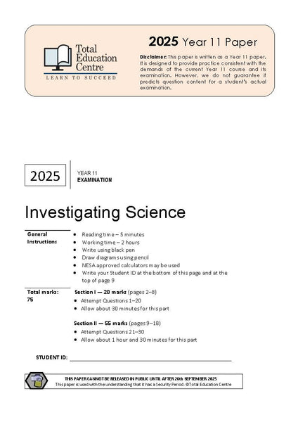 2025 Investigating Science Yr 11