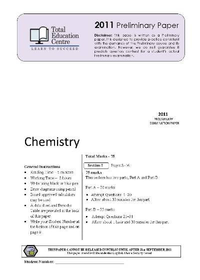 2011 Preliminary Chemistry (Yr 11)