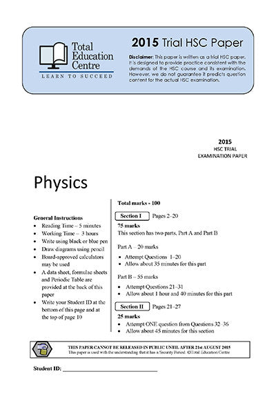 2015 Trial HSC Physics paper