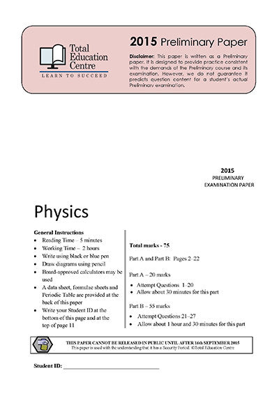 2015 Preliminary Physics (Yr 11)